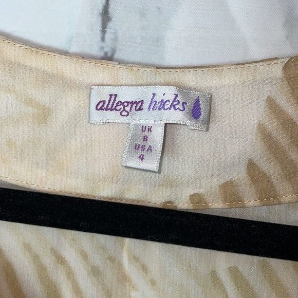 Allegra Hicks ruffled collar palm print sheer T9 - Picture 3 of 5